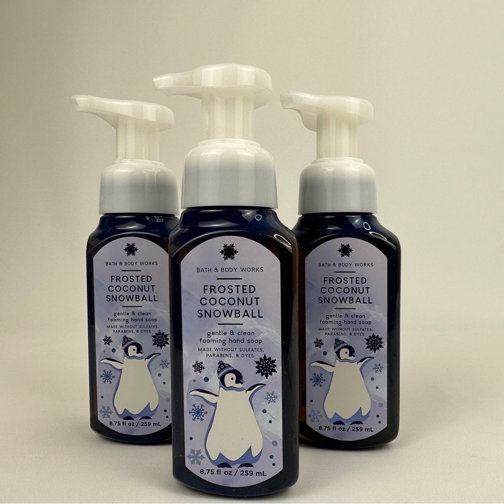 3 BBW Frosted Coconut Snowball Foaming Hand Soap 8.75 ounces each Full Size NEW